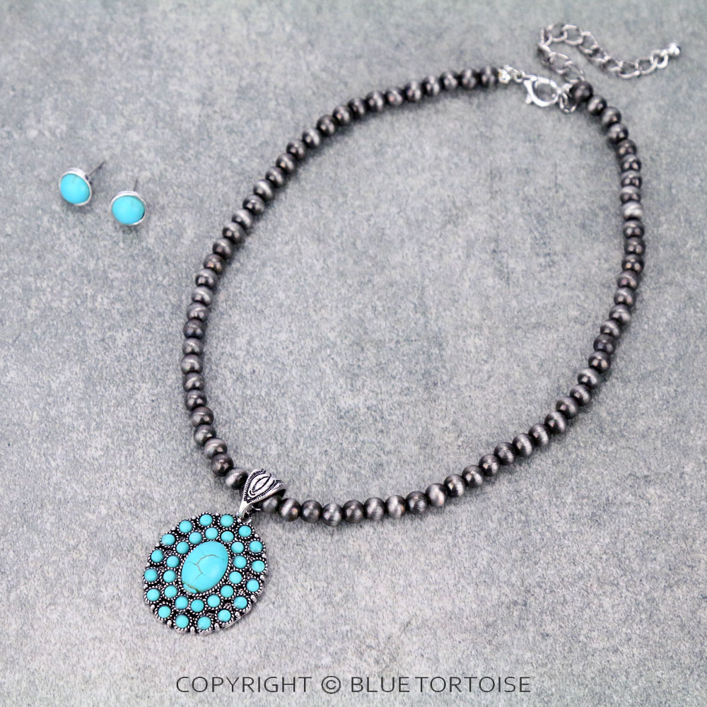 Western Design Navajo Style Pearl Necklace Set