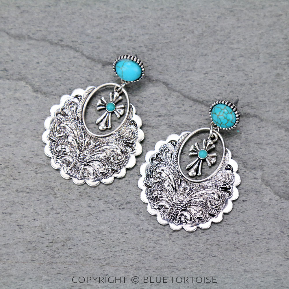 Western Cross Stud Earrings