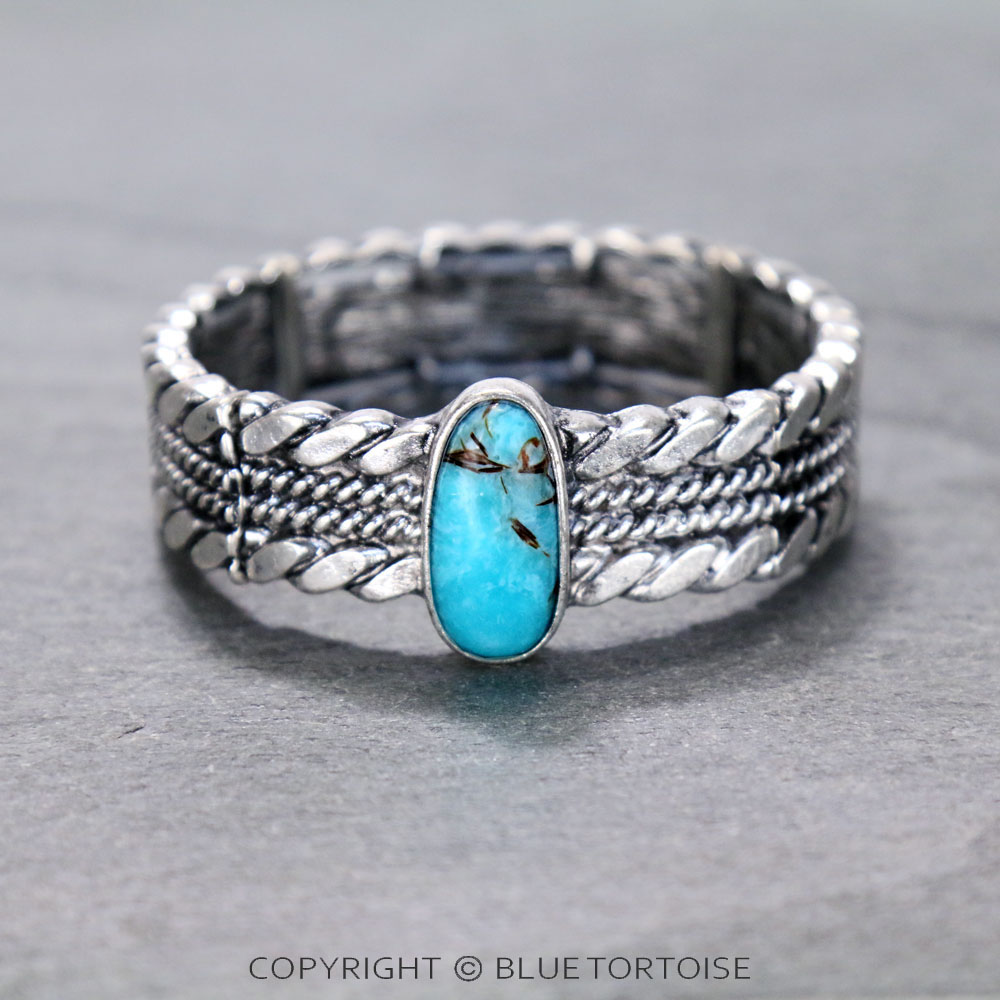 Western Semi Stone Twist Stretch Bracelet