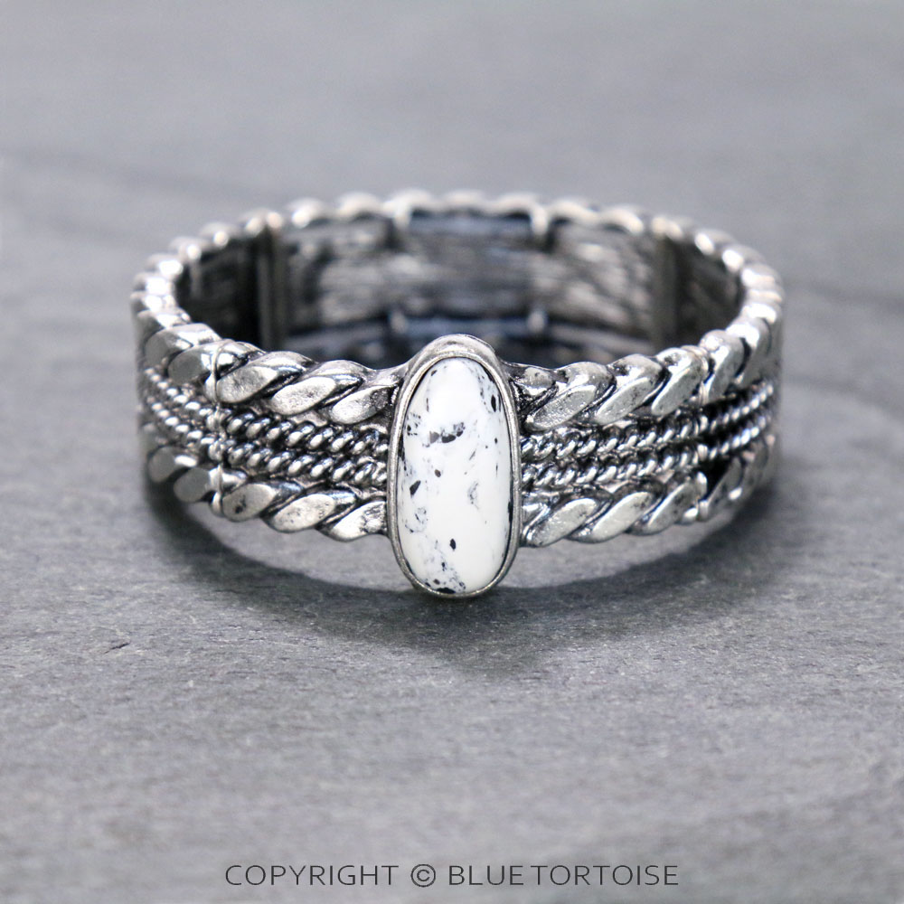 Western Semi Stone Twist Stretch Bracelet