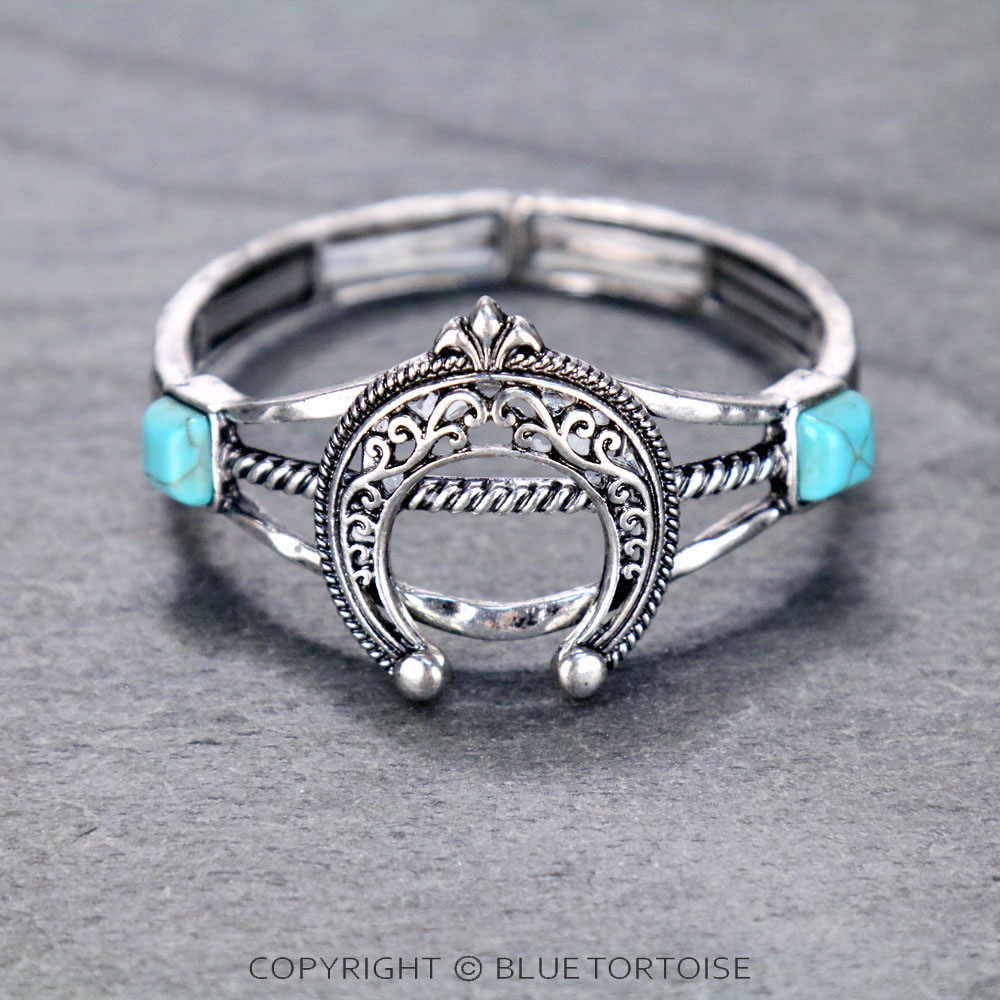 Western Squash Blossom with Stone Stretch Bracelet