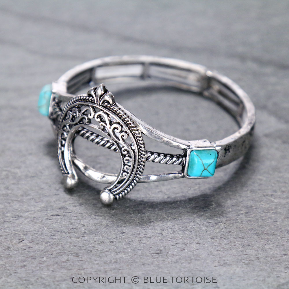 Western Squash Blossom with Stone Stretch Bracelet - Image 2