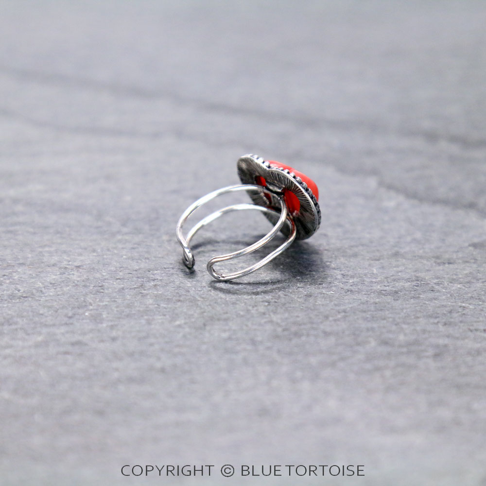 Western Hand Craft Stone Heart Adjustable Ring - Image 2