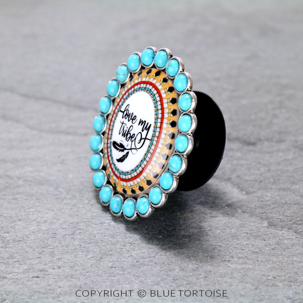 "Love My Tribe" Glass Bubble Phone Grip and Stand - Image 3