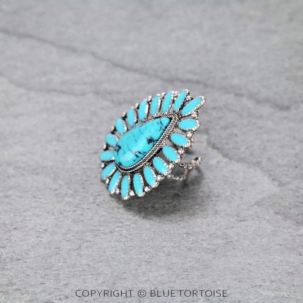 Concho Cluster with Teardrop Stone Adjustable Ring - Image 3