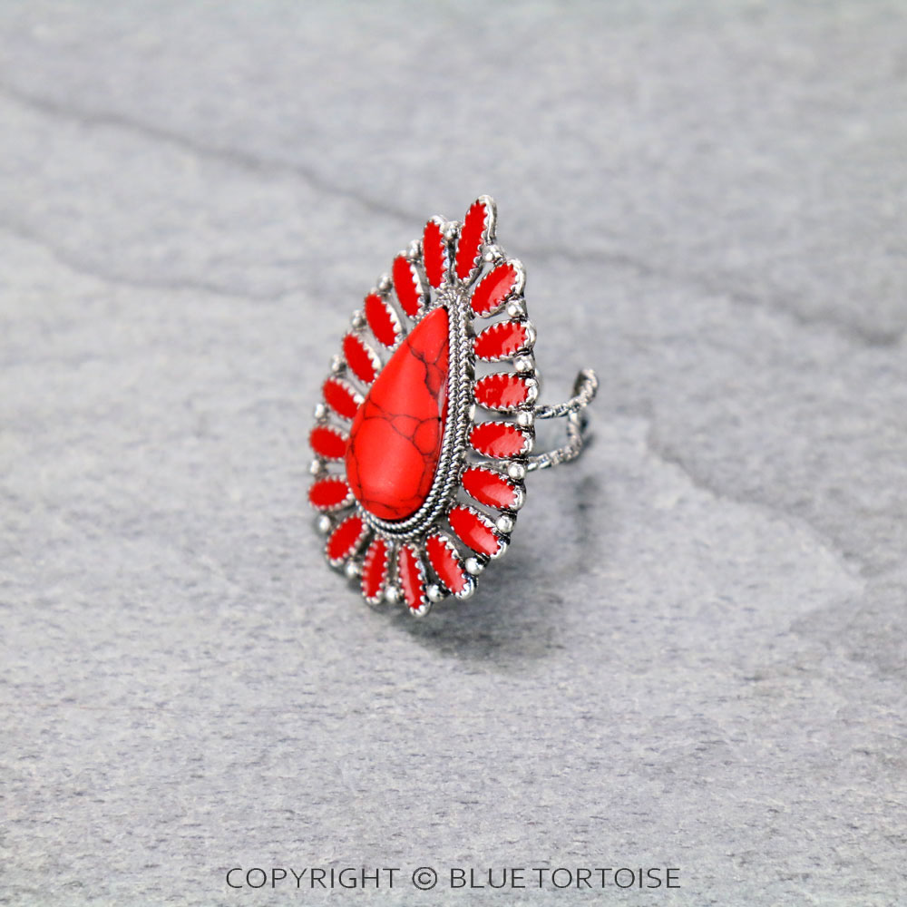 Concho Cluster with Teardrop Stone Adjustable Ring - Image 3