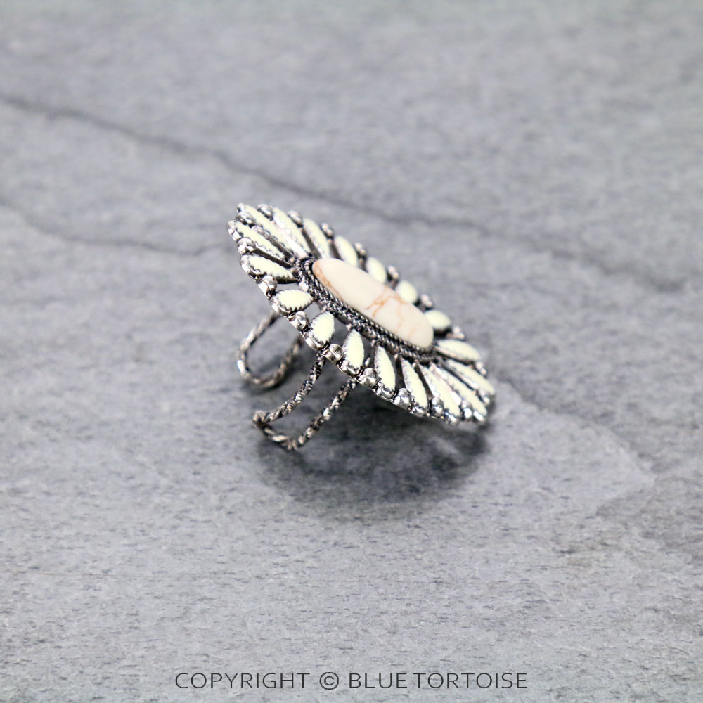 Concho Cluster with Oval Stone Adjustable Ring - Image 2
