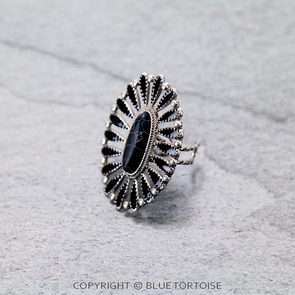 Concho Cluster with Oval Stone Adjustable Ring - Image 3