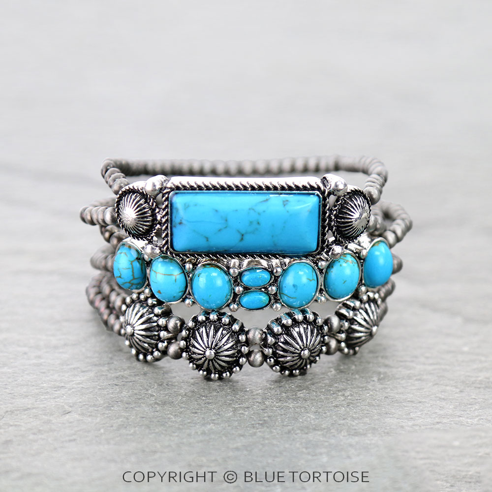 Western Concho Stone Stackable Bracelets