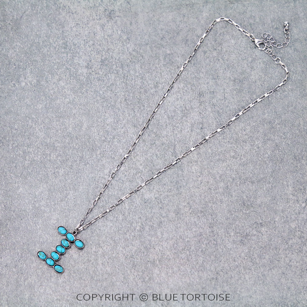 Initial “I” Stone Pendant Necklace