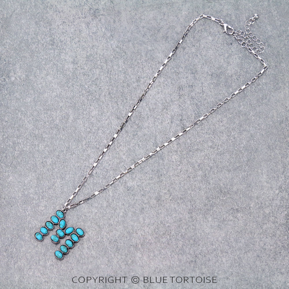 Initial “M” Stone Pendant Necklace