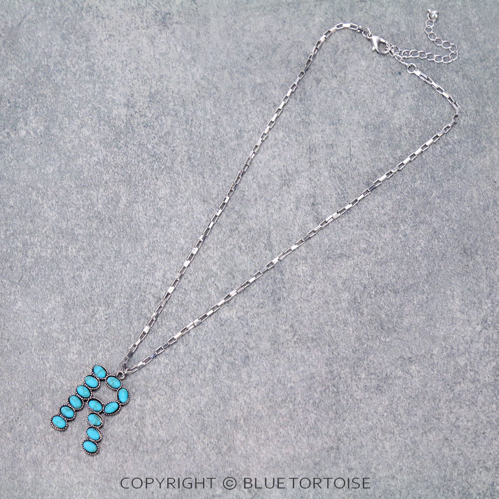 Initial “R” Stone Pendant Necklace