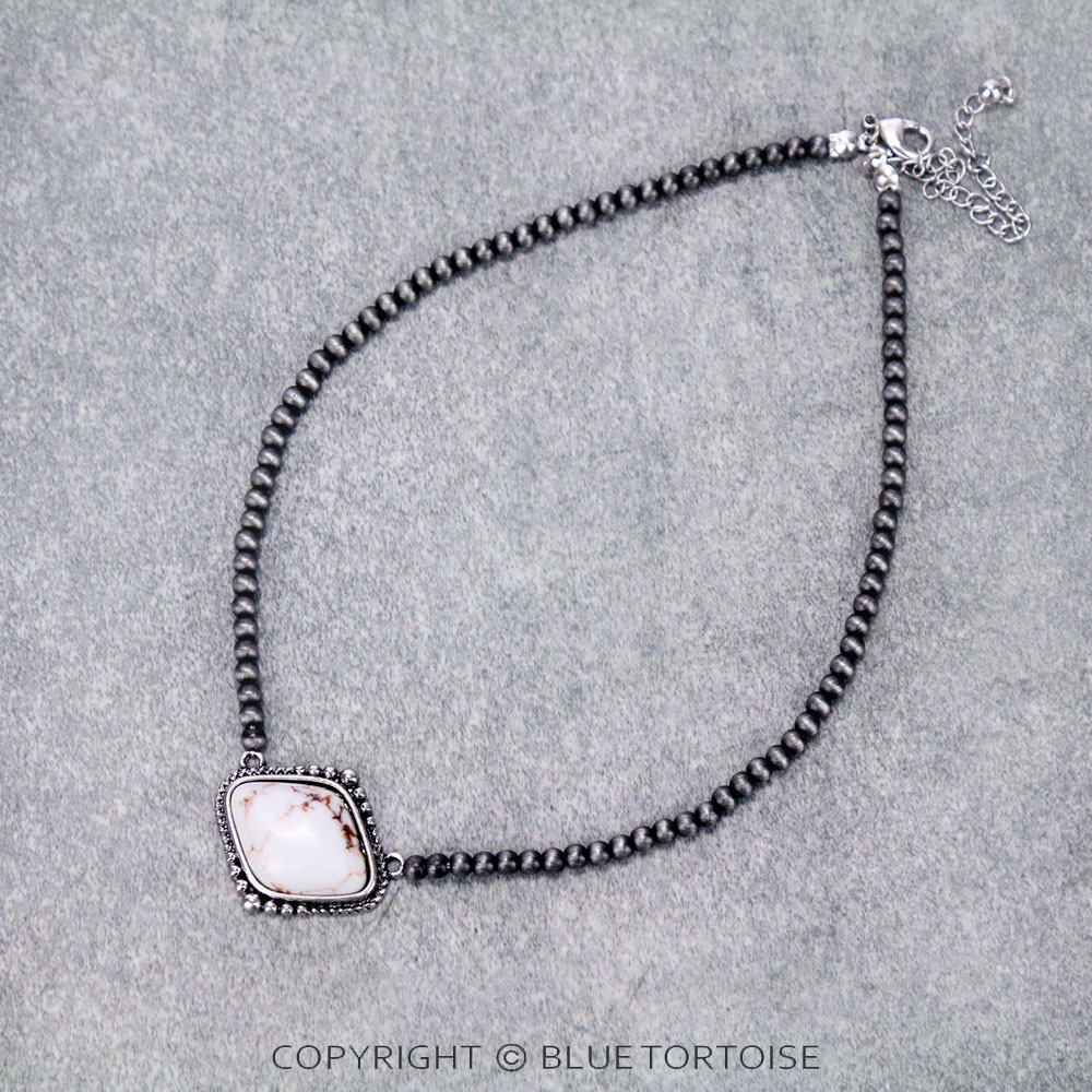 Western Stone Pendant Choker Necklace