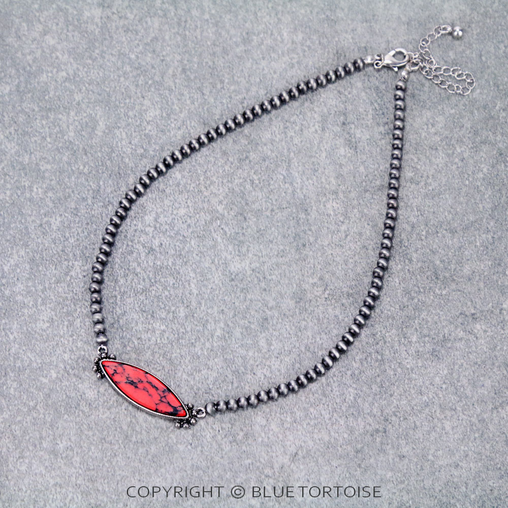 Western Stone Pendant Choker Necklace