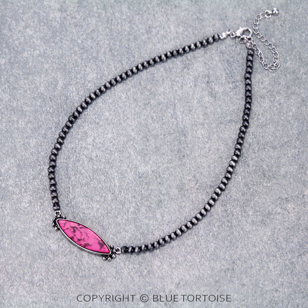 Western Stone Pendant Choker Necklace