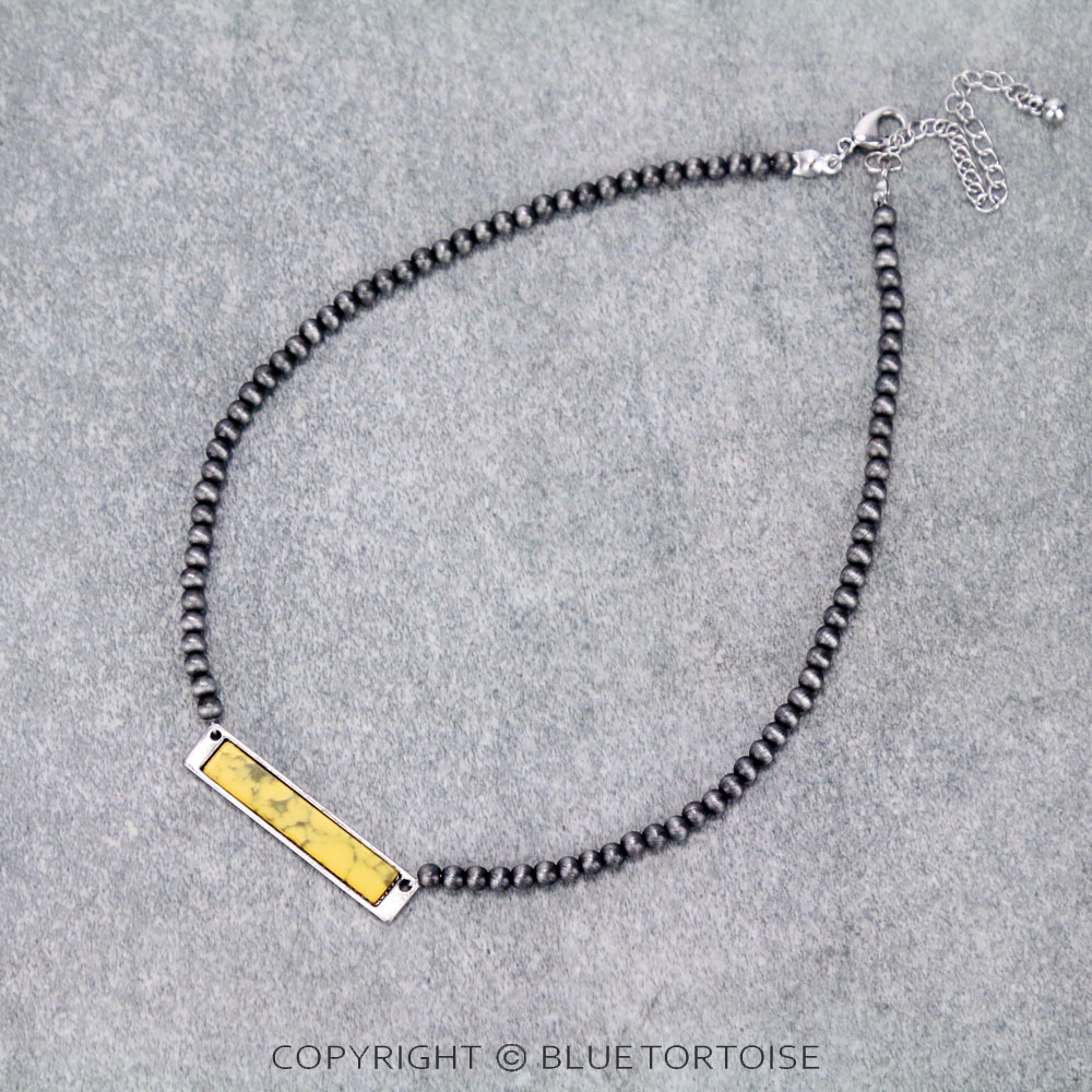 Western Stone Bar Pendant Choker Necklace