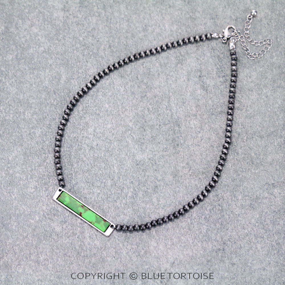 Western Stone Bar Pendant Choker Necklace
