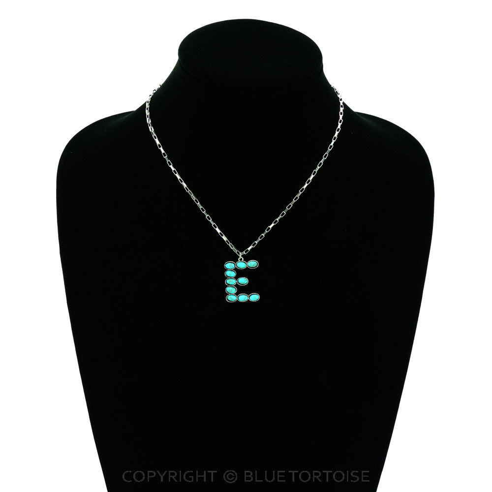 Initial “E” Stone Pendant Necklace - Image 2