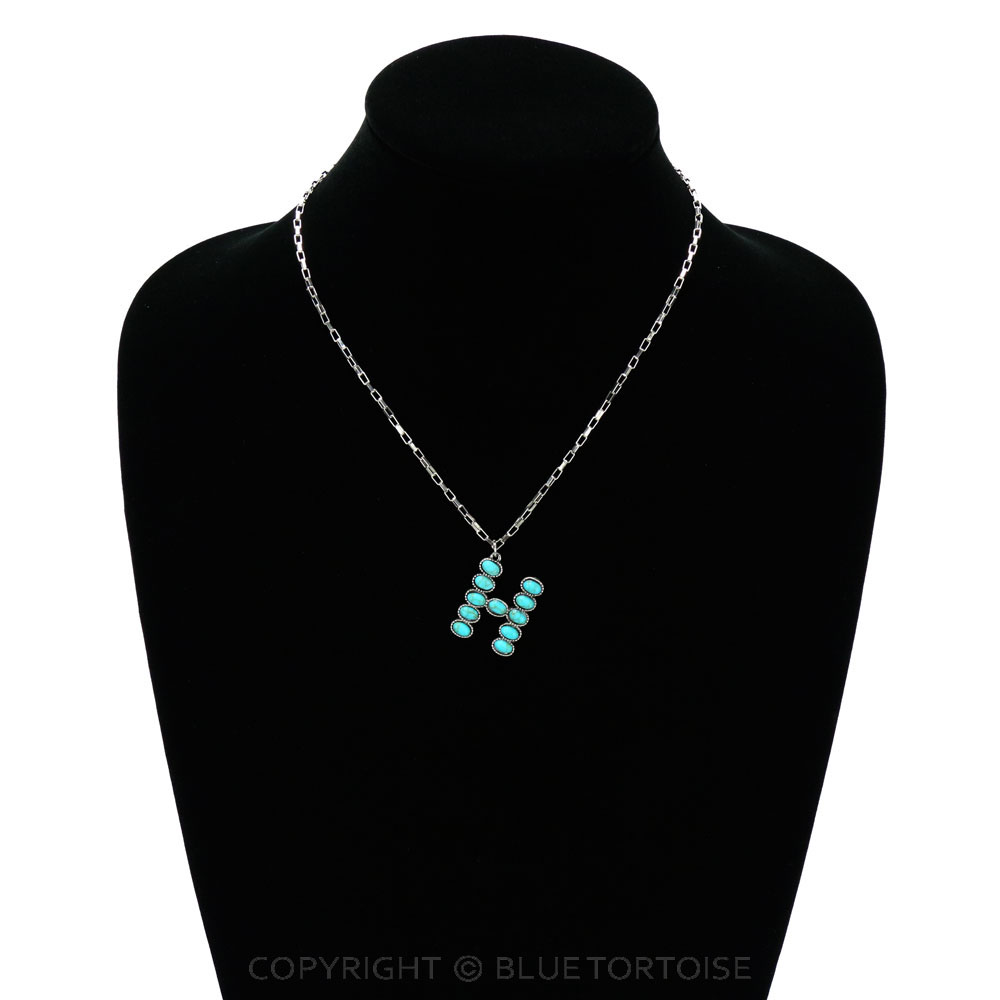 Initial “H” Stone Pendant Necklace - Image 2