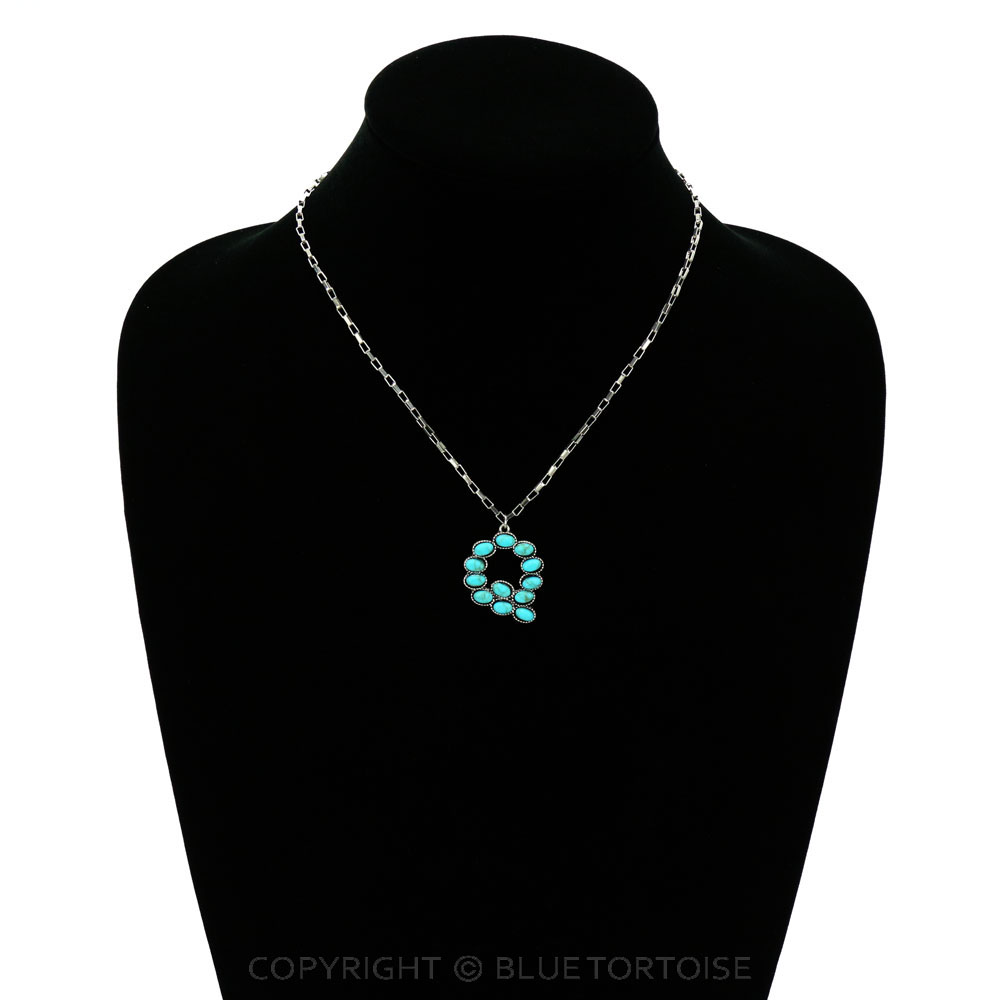Initial “Q” Stone Pendant Necklace - Image 2