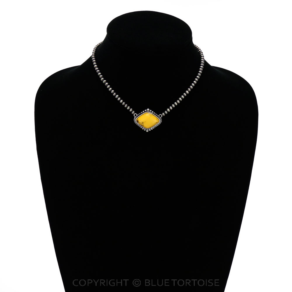 Western Stone Pendant Choker Necklace - Image 2