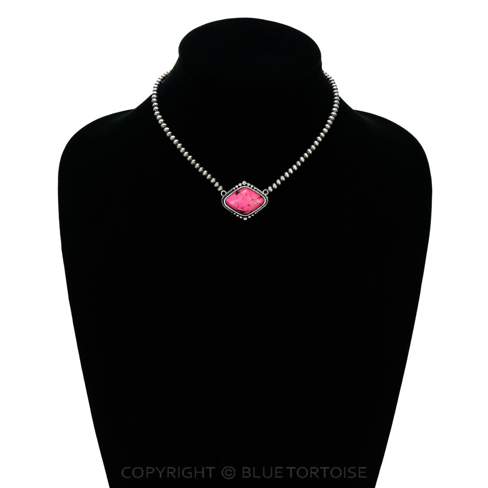 Western Stone Pendant Choker Necklace - Image 2