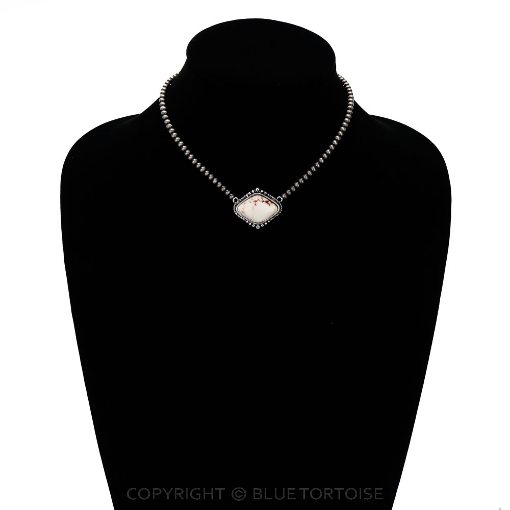 Western Stone Pendant Choker Necklace - Image 2