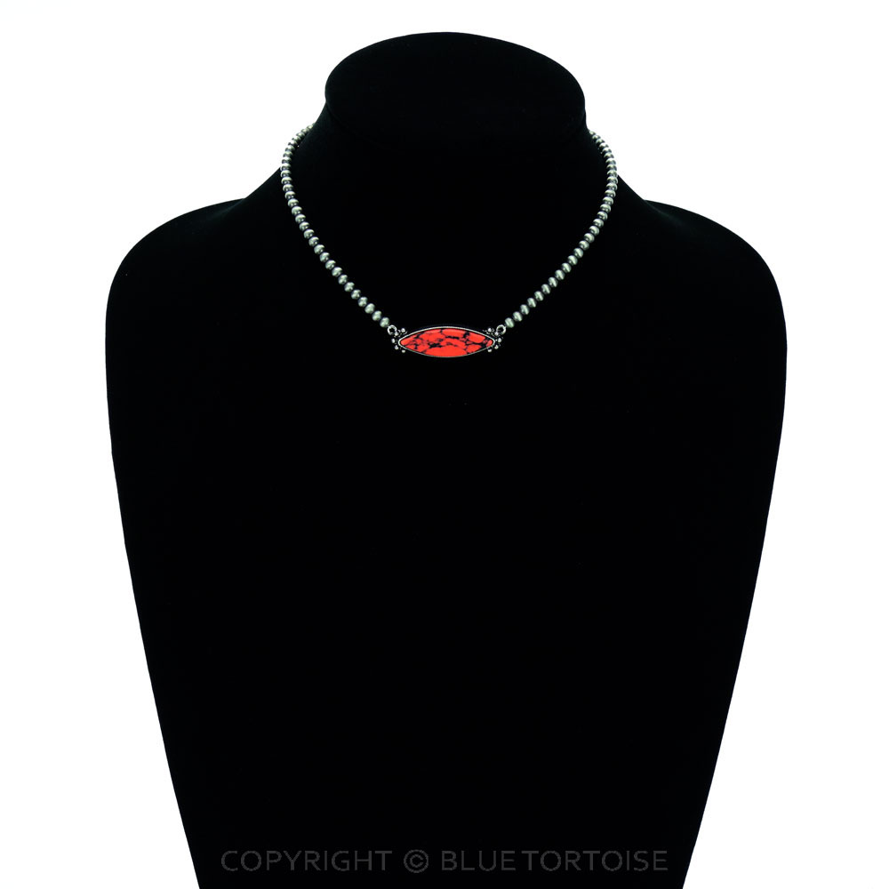 Western Stone Pendant Choker Necklace - Image 2