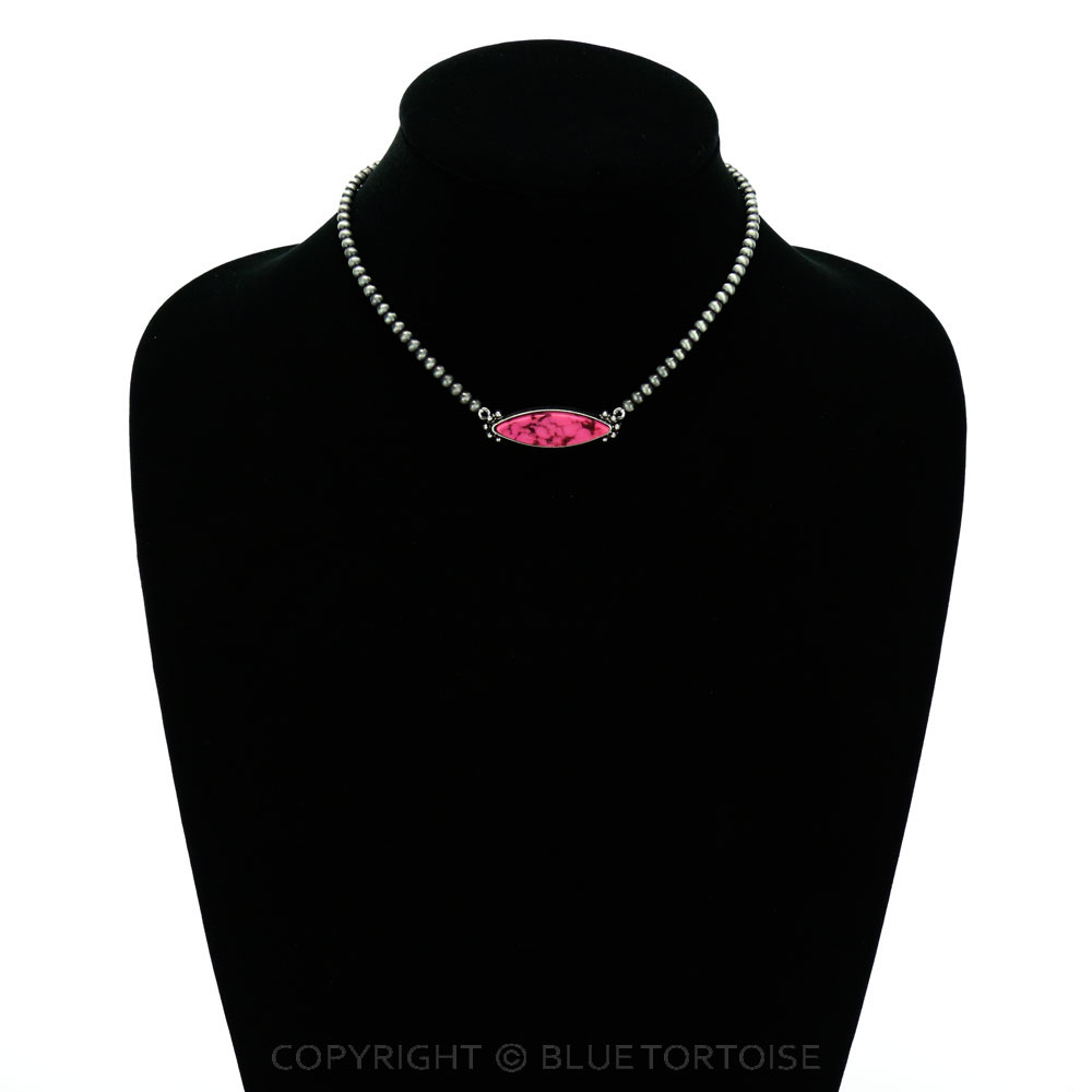 Western Stone Pendant Choker Necklace - Image 2