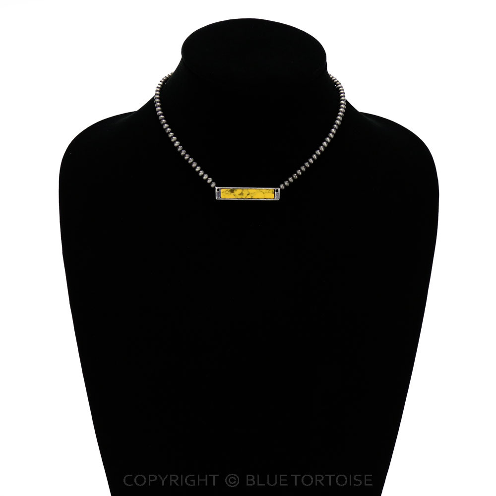 Western Stone Bar Pendant Choker Necklace - Image 2