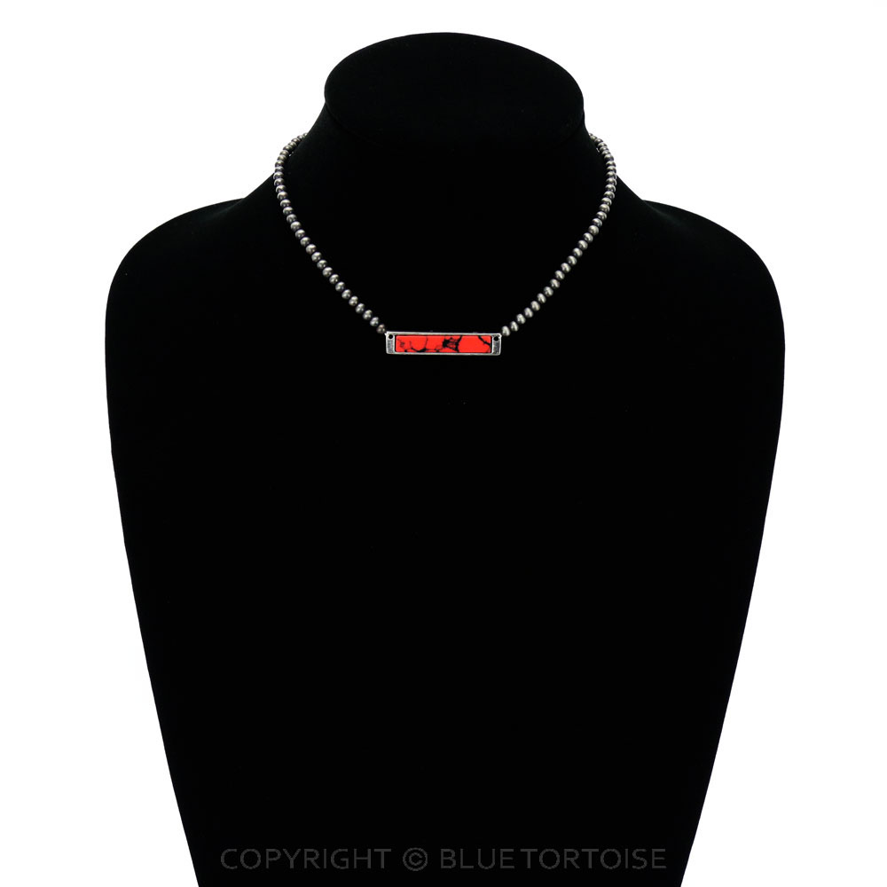 Western Stone Bar Pendant Choker Necklace - Image 2