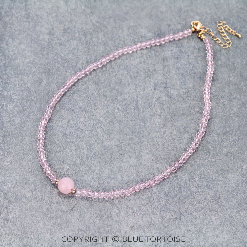 Glass Bead with Semi Stone Necklace