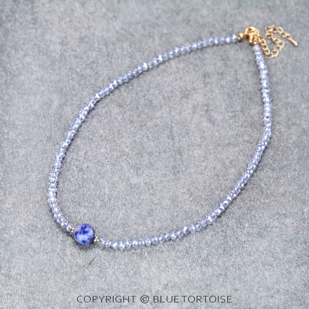 Glass Bead with Semi Stone Necklace