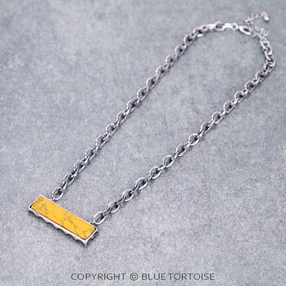 Stone Bar Pendant Chain Necklace