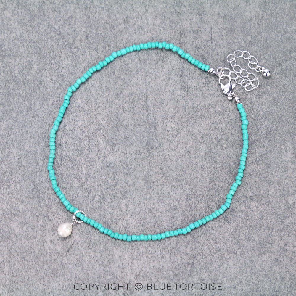 Seed Bead with Freshwater Pearl Pendant Choker