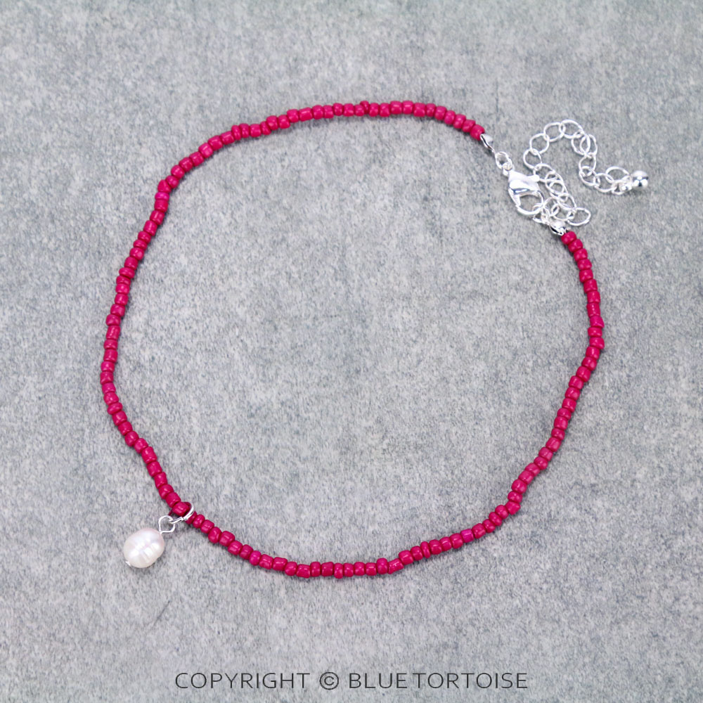 Seed Bead with Freshwater Pearl Pendant Choker