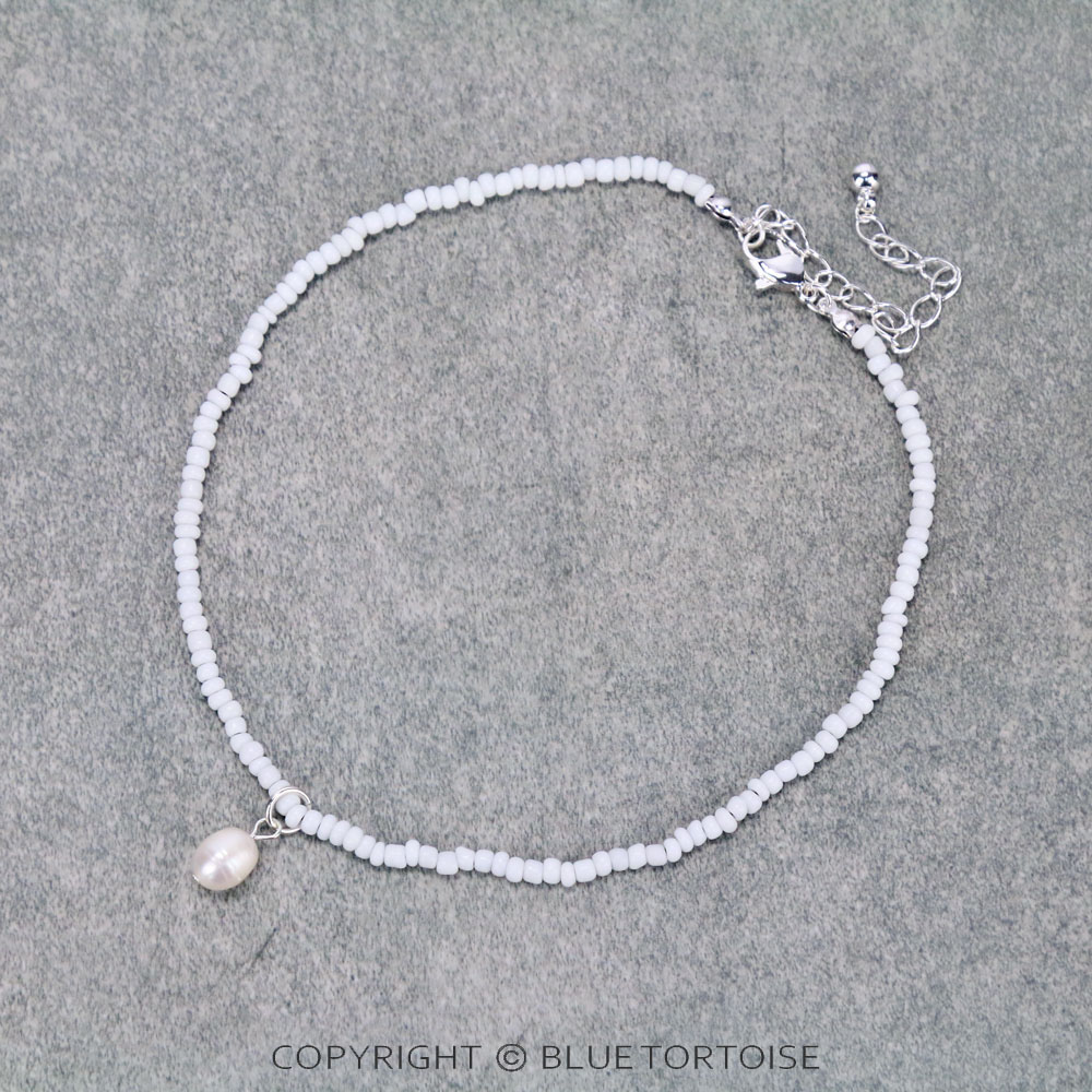 Seed Bead with Freshwater Pearl Pendant Choker