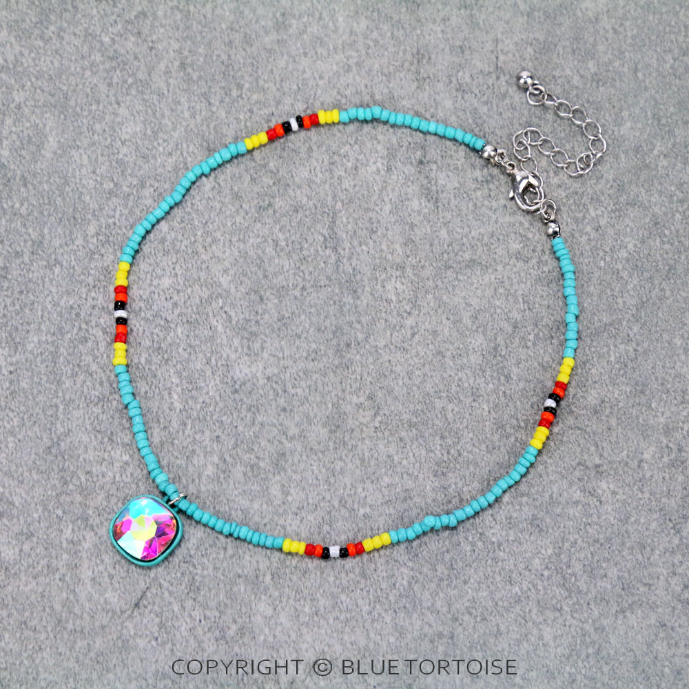 Seed Bead with Glass Stone Choker