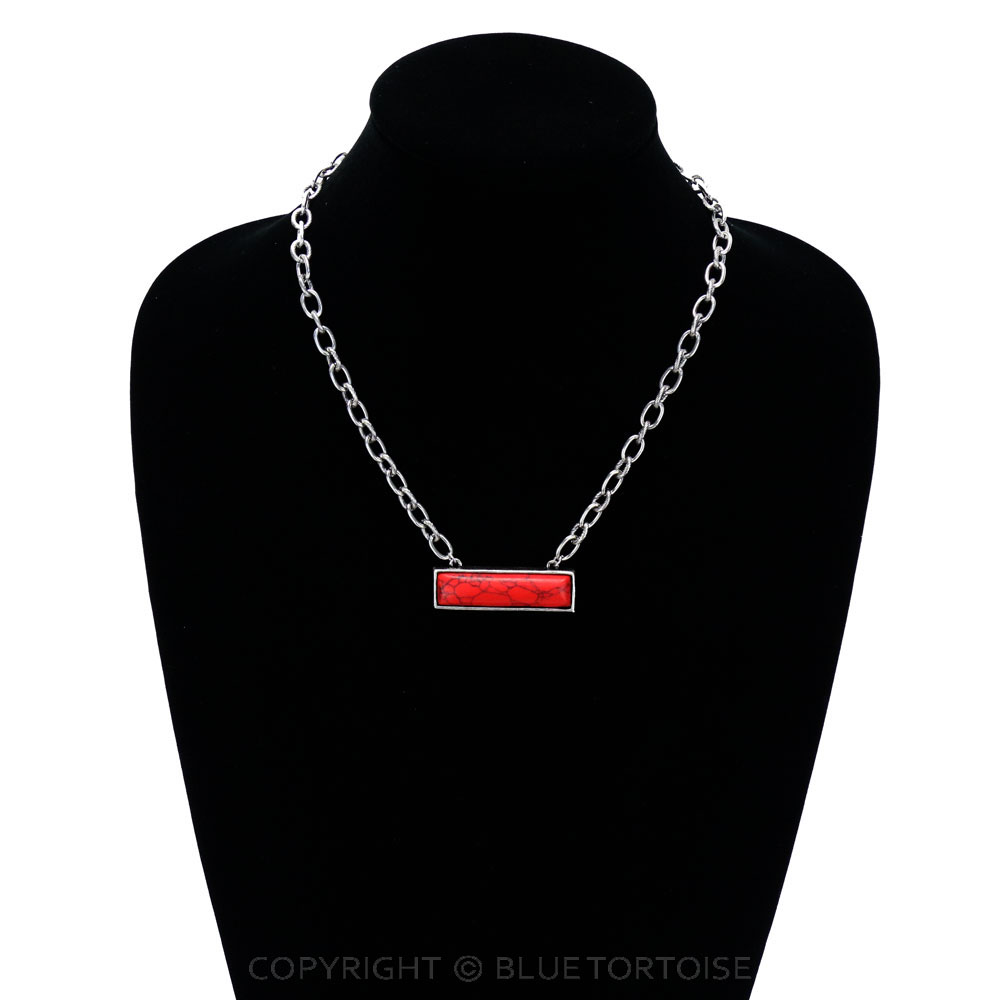 Stone Bar Pendant Chain Necklace - Image 2