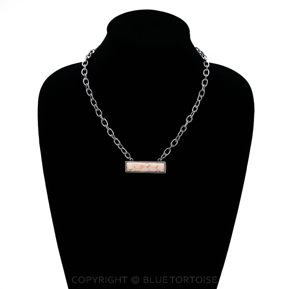 Stone Bar Pendant Chain Necklace - Image 2