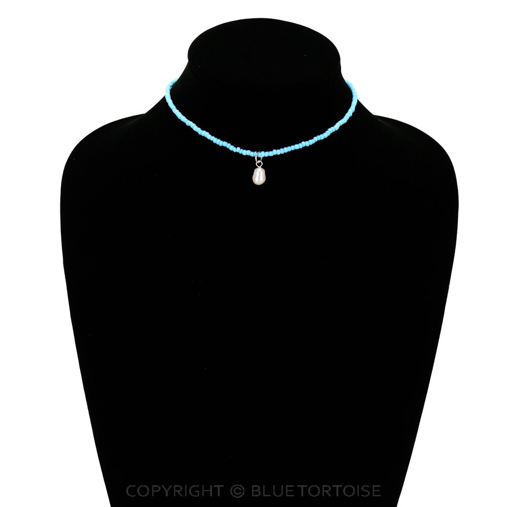 Seed Bead with Freshwater Pearl Pendant Choker - Image 2