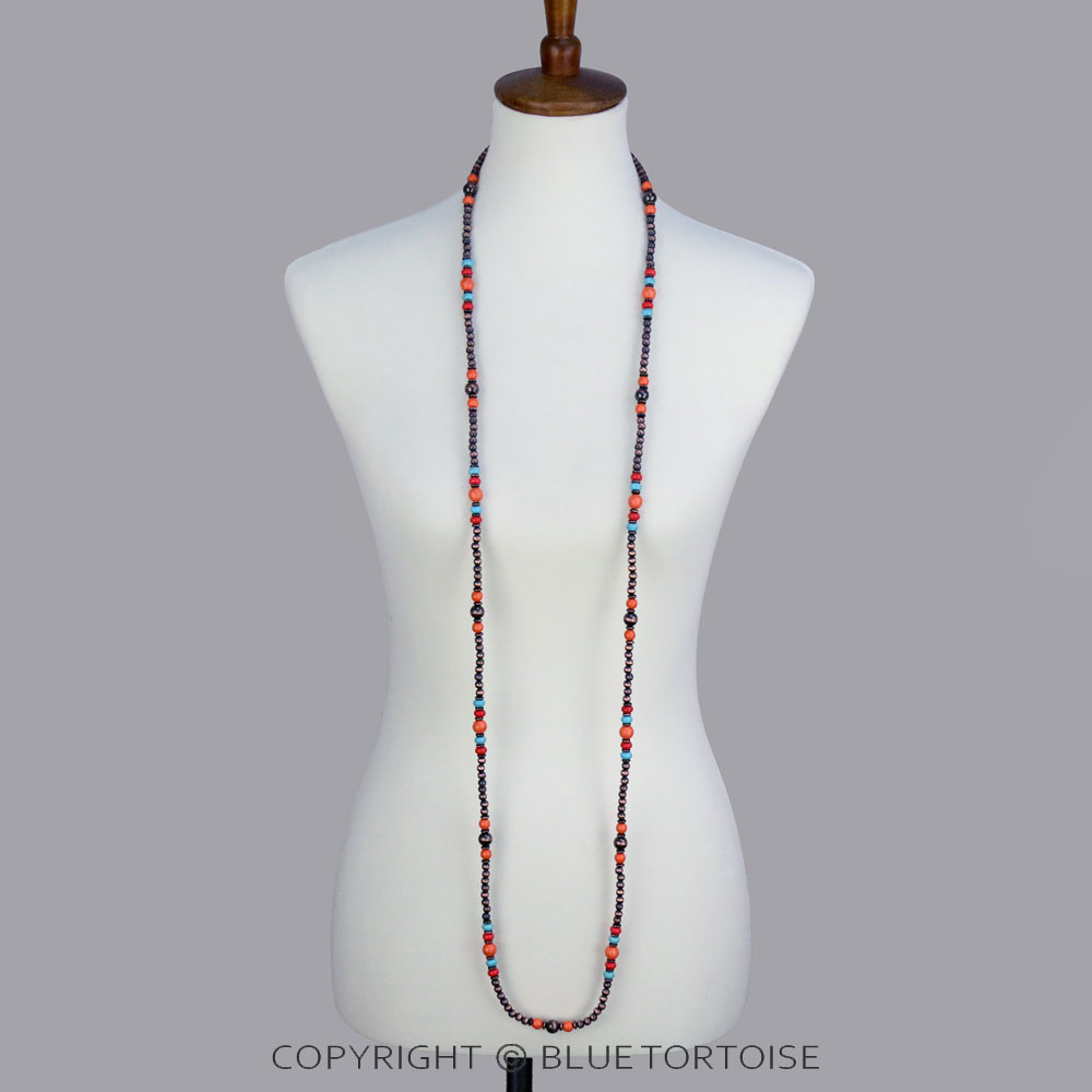 Navajo Style Pearl with Bead Long Necklace - Image 3