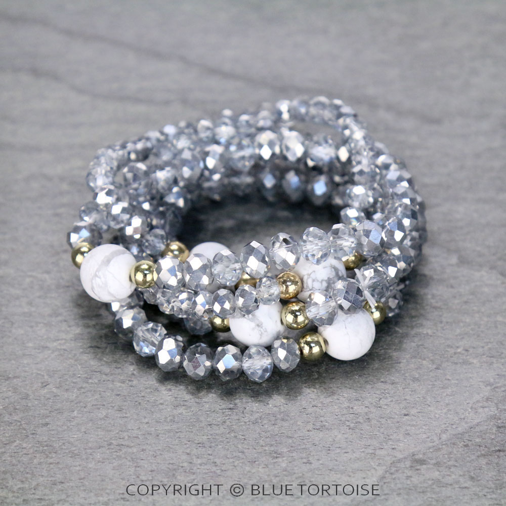 Glass Bead with Semi Stone Stackable Bracelet - Image 2
