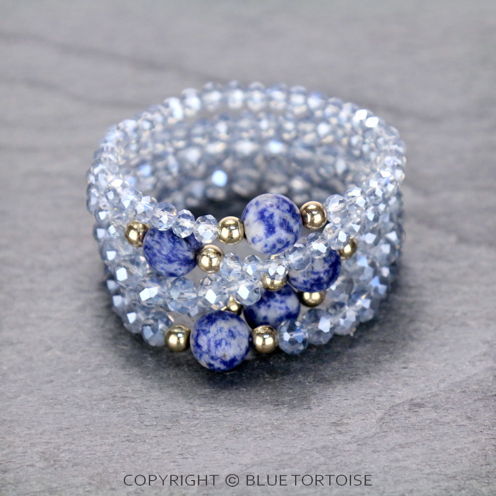 Glass Bead with Semi Stone Stackable Bracelet