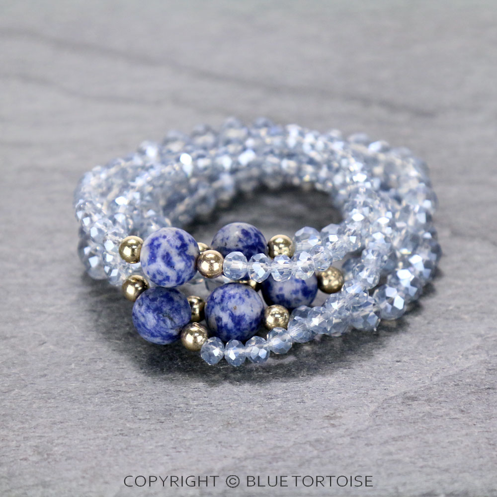 Glass Bead with Semi Stone Stackable Bracelet - Image 2