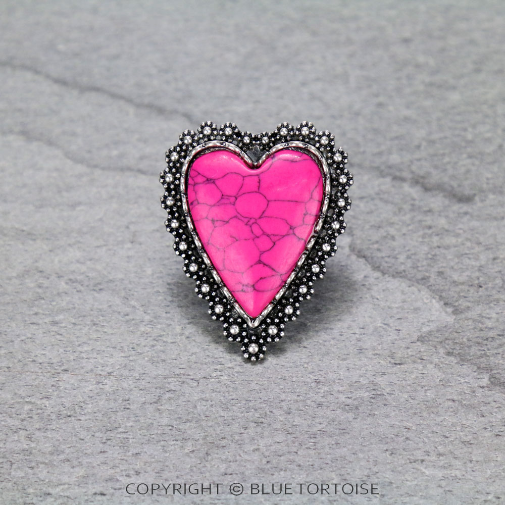 Heart Stone Adjustable Ring