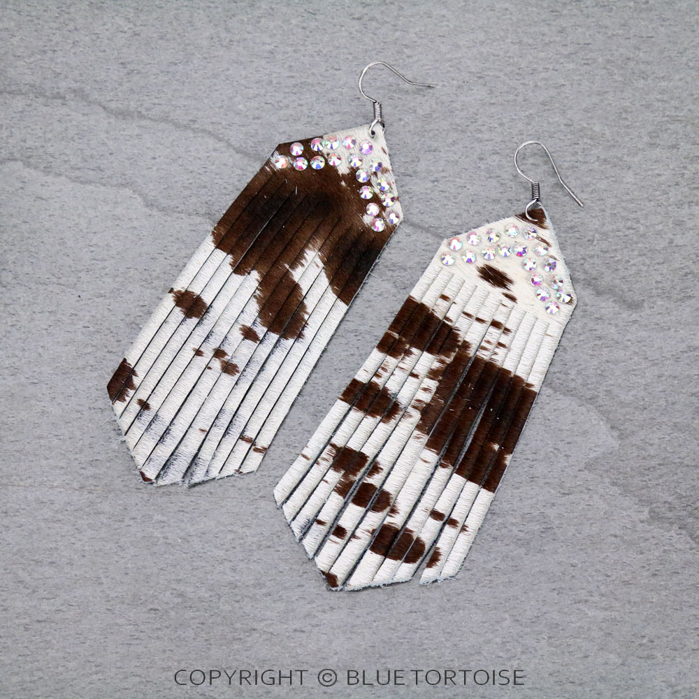 Genuine Leather Cow Fringe Dangle Earrings