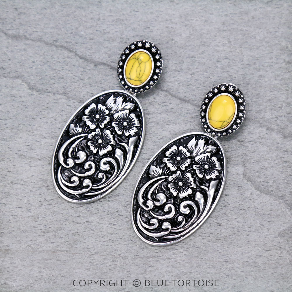 Flower Casting with Stone Stud Earrings