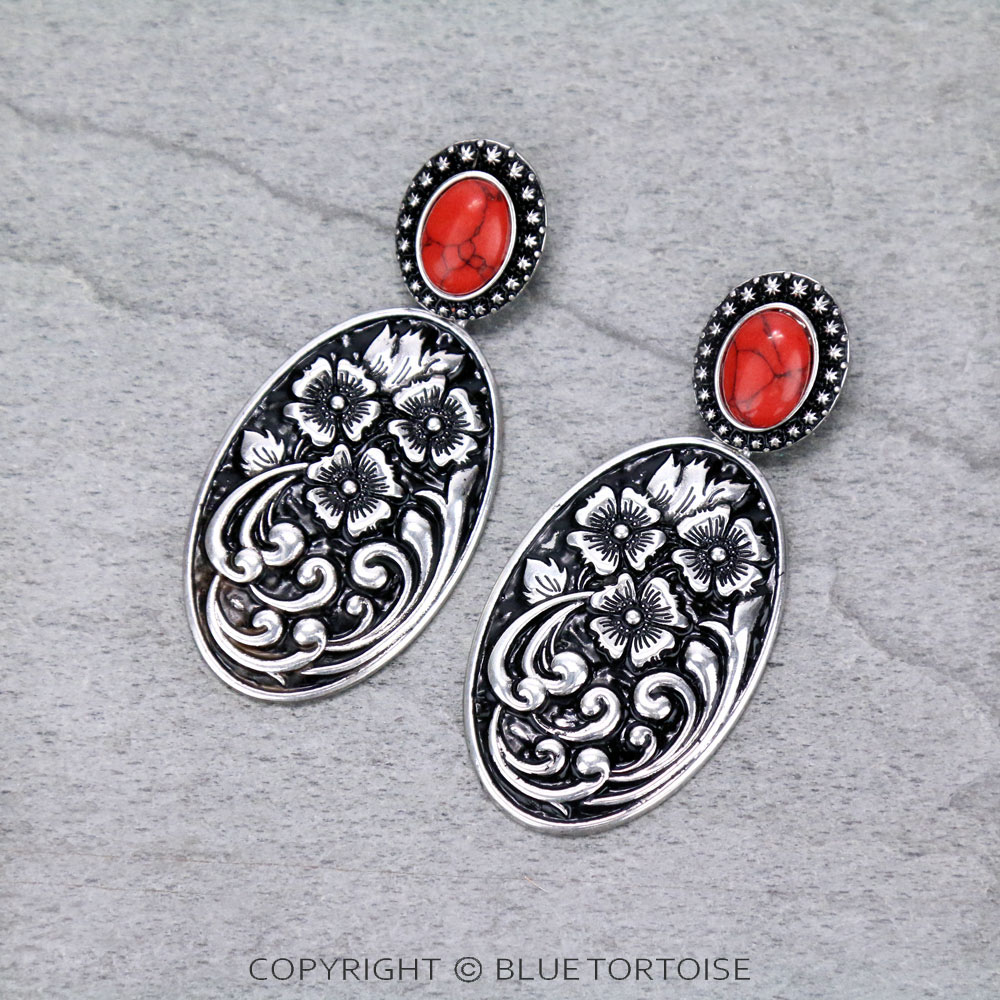 Flower Casting with Stone Stud Earrings