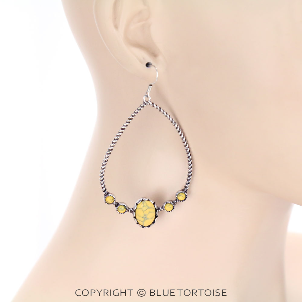 Teardrop Stone Dangle Earrings - Image 2